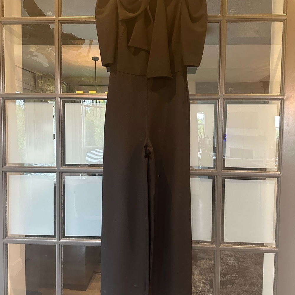 Black Halo Black Wide-Leg Jumpsuit with Cropped Jacket